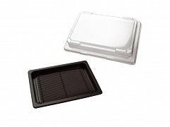 P185129 - RPET trays + deksels 18,5 x 12,9 x 4,5 cm SushiTray