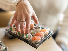 PAP5TGL04 - RPET deksels tbv Tray2Go trays 16,1 x 10,2 x 2 cm